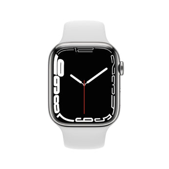 Refurbished Apple Watch Series 7 - 45mm Silver Stainless Steel Case with White Sport Band