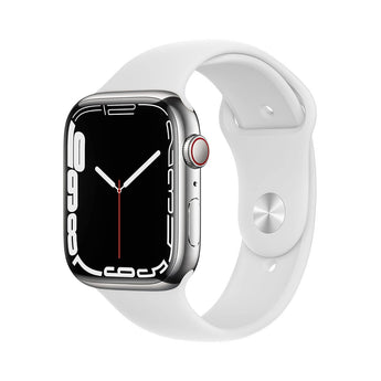 Refurbished Apple Watch Series 7 - 45mm Silver Stainless Steel Case with White Sport Band