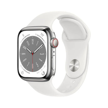 Refurbished Apple Watch Series 8 - 41mm Silver Stainless Steel Case with White Sport Band