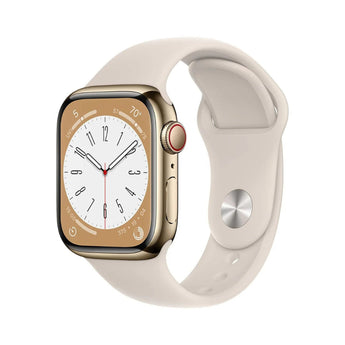 Refurbished Apple Watch Series 8 - 45mm Gold Stainless Steel Case with White Sport Band