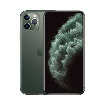 Refurbished iPhone 11 Pro Midnight Green with advanced camera and Super Retina XDR display.