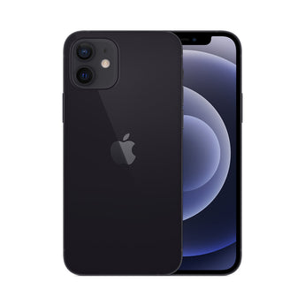 Refurbished iPhone 12 Black with HDR camera and Super Retina XDR display.
