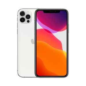 Refurbished iPhone 12 Pro Max Silver with Super Retina XDR display and A14 Bionic chip.