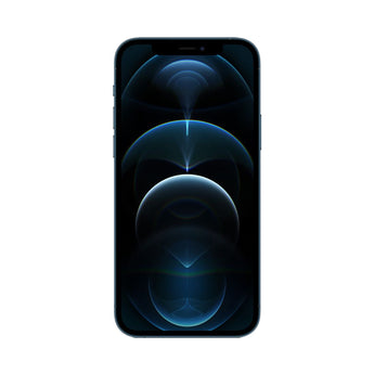 Refurbished iPhone 12 Pro in Pacific Blue with Super Retina XDR display.