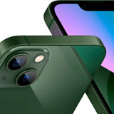 Refurbished iPhone 13 Mini in green showcasing compact design and Super Retina XDR display.