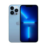 Refurbished iPhone 13 Pro Max in Sierra Blue with A15 Bionic chip and ProRAW camera.
