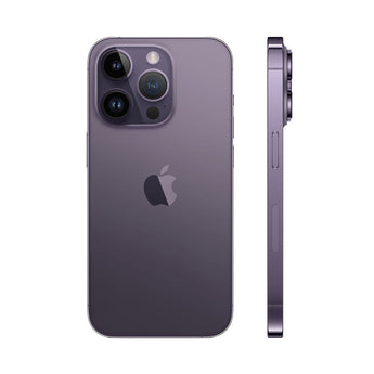 Refurbished iPhone 14 Pro in Deep Purple with advanced camera and Super Retina XDR display.