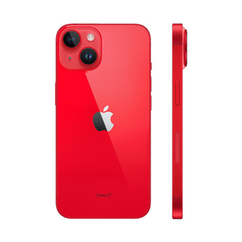 Refurbished iPhone 14 PRODUCT(RED) with 12MP dual-camera and A15 Bionic Chip.