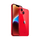Refurbished iPhone 14 Product Red with A15 Bionic Chip and dual-camera system.