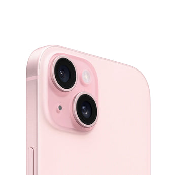 Refurbished iPhone 15 Pink with dual-camera system.