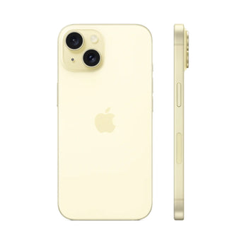 Refurbished iPhone 15 Plus Yellow with 6.7" display and 48MP dual-camera.