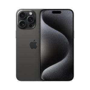 Refurbished iPhone 15 Pro Black Titanium with advanced camera and Super Retina XDR display.