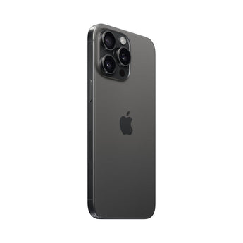 Refurbished iPhone 15 Pro Black Titanium with advanced camera and Super Retina XDR display.