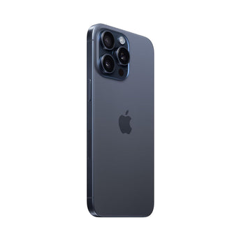 Refurbished iPhone 15 Pro Blue Titanium with A17 Pro Chip and 48MP camera.