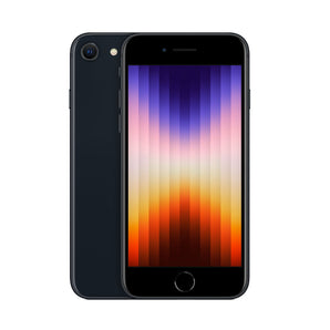 Refurbished iPhone SE 2022 Midnight with A15 Bionic chip.