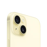Refurbished iPhone 15 Yellow with dual-camera system and Super Retina XDR display.
