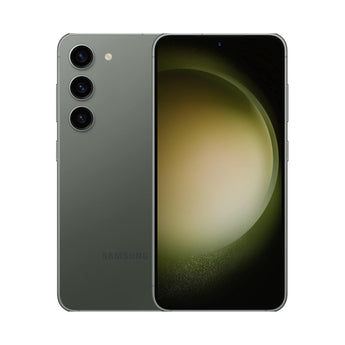 Refurbished Samsung Galaxy S23+ in green with long-lasting battery.